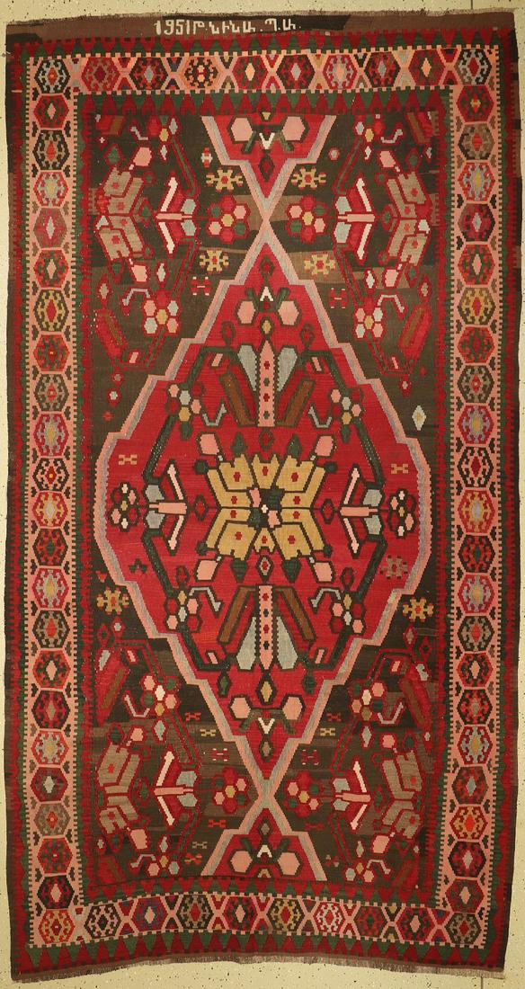 Shirvan Kilim old, Caucasus, dated 1951, wool on wool (1 of 1)