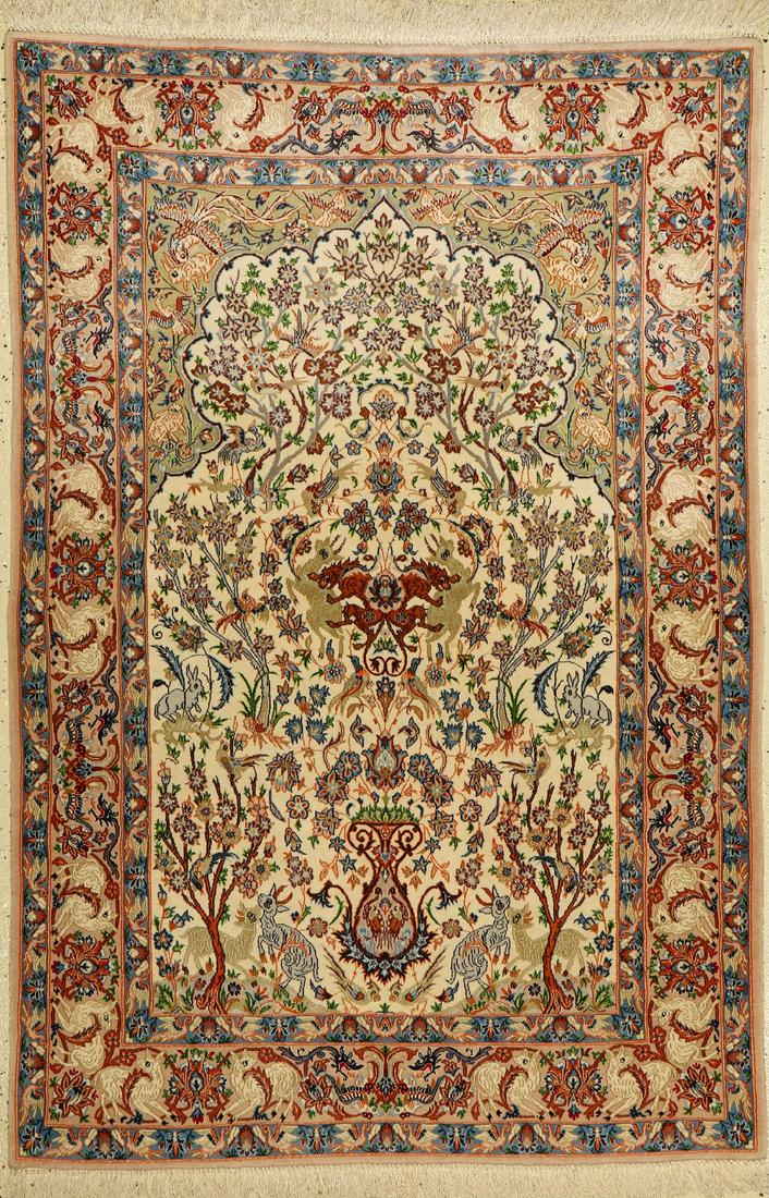 Isfahan fine, Persia, approx. 60 years, wool on silk (1 of 1)