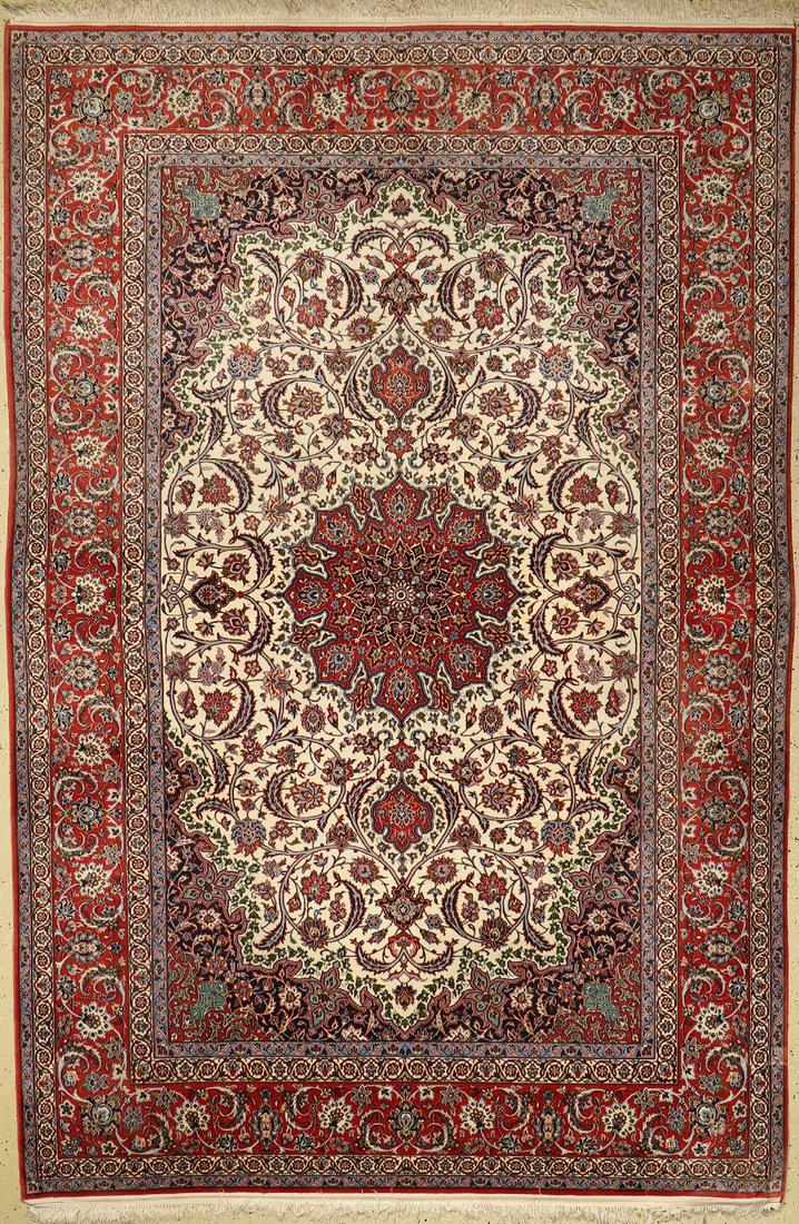 Isfahan fine, Persia, approx. 50 years, wool with and (1 of 1)
