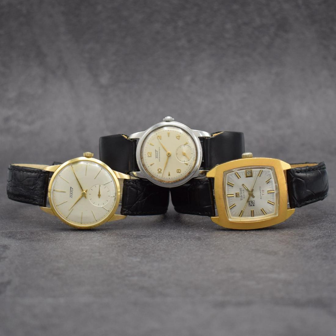 TISSOT 3 gents wristwatches, Switzerland around 1950 (1 of 12)