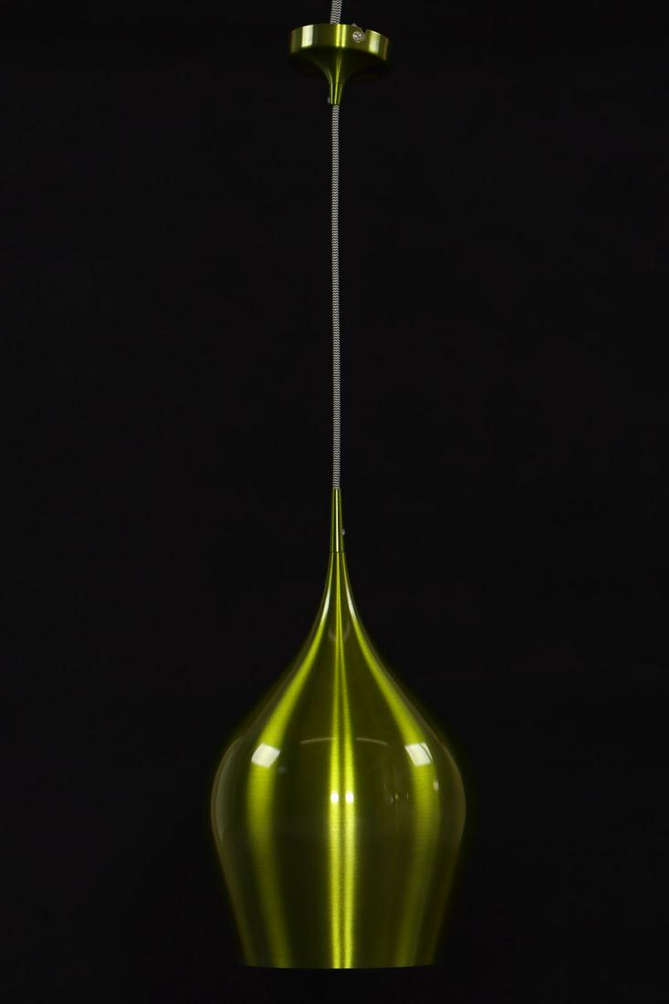 Hanging lamp: Hanging lamp, green metal body, functional, 1 burner, E27 socket, 60 watts, approx. shade: H. 44 cm, D. 26 cm
