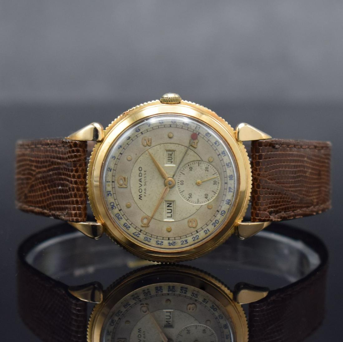 MOVADO 18k pink gold gents wristwatch with calendar (1 of 10)