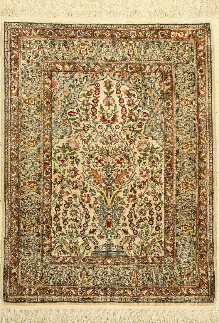 Hereke silk fine, signed, Turkey, around 1950,pure (1 of 1)