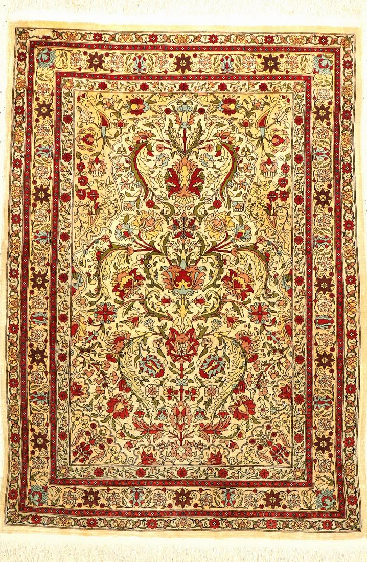 Fine signed silk Hereke old, Turkey, around 1950, pure (1 of 5)