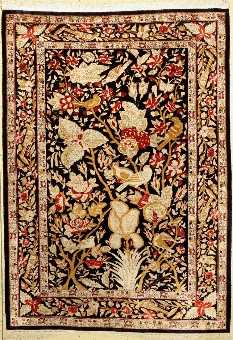 Rare fine silk Qom from the master workshop Shakeri (1 of 8)