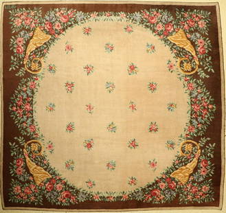 Art Deco carpet (LELEU) France, around 1940/1950: Art Deco carpet (LELEU) France, around 1940/1950, wool knotted on cotton, French artist Paule LELEU (1906-1987), approx. 315 x 295 cm, condition: 2 (good condition).Antique,old and decorative collecto