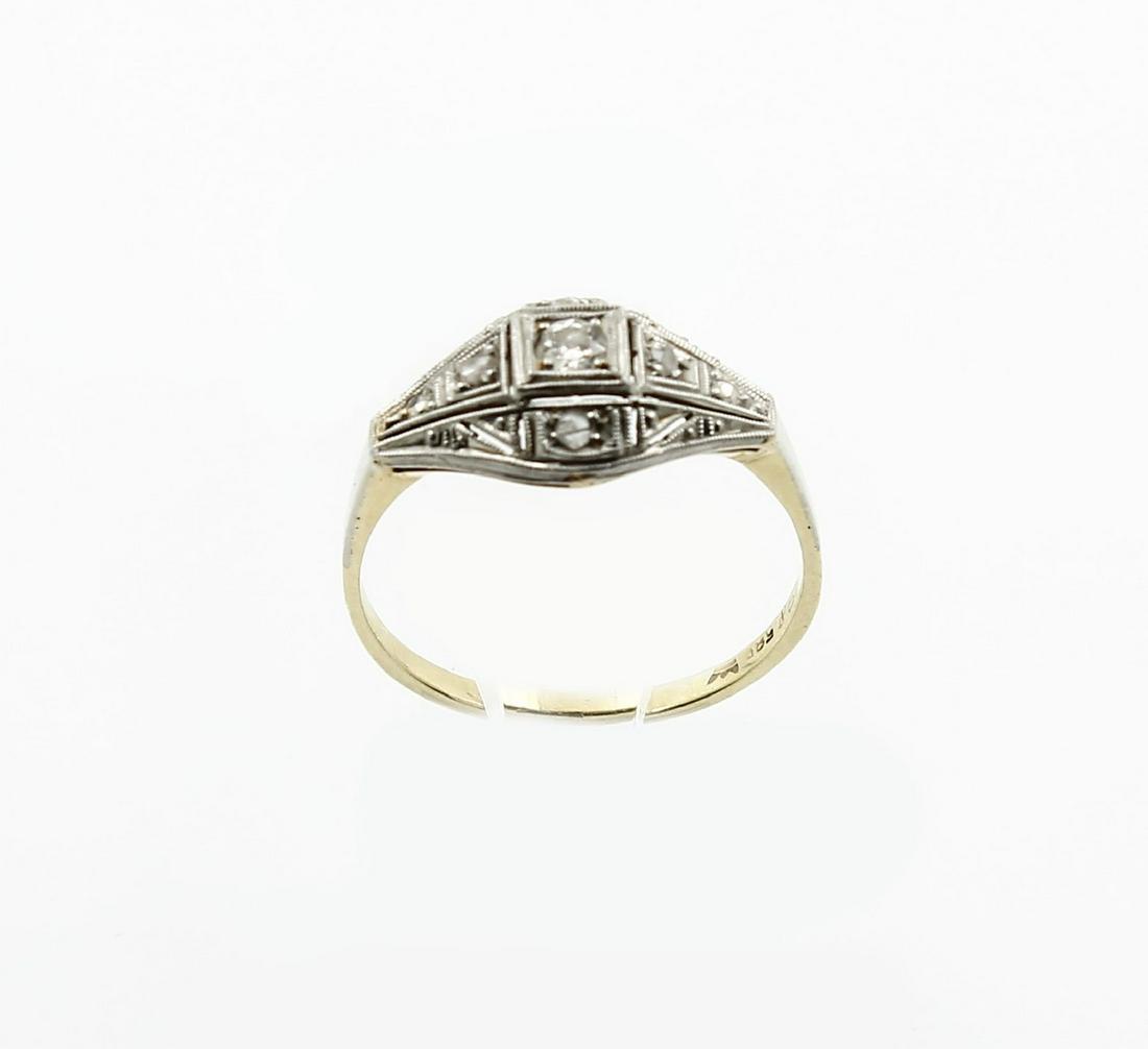 14 kt gold Art-Deco ring with diamonds (1 of 1)