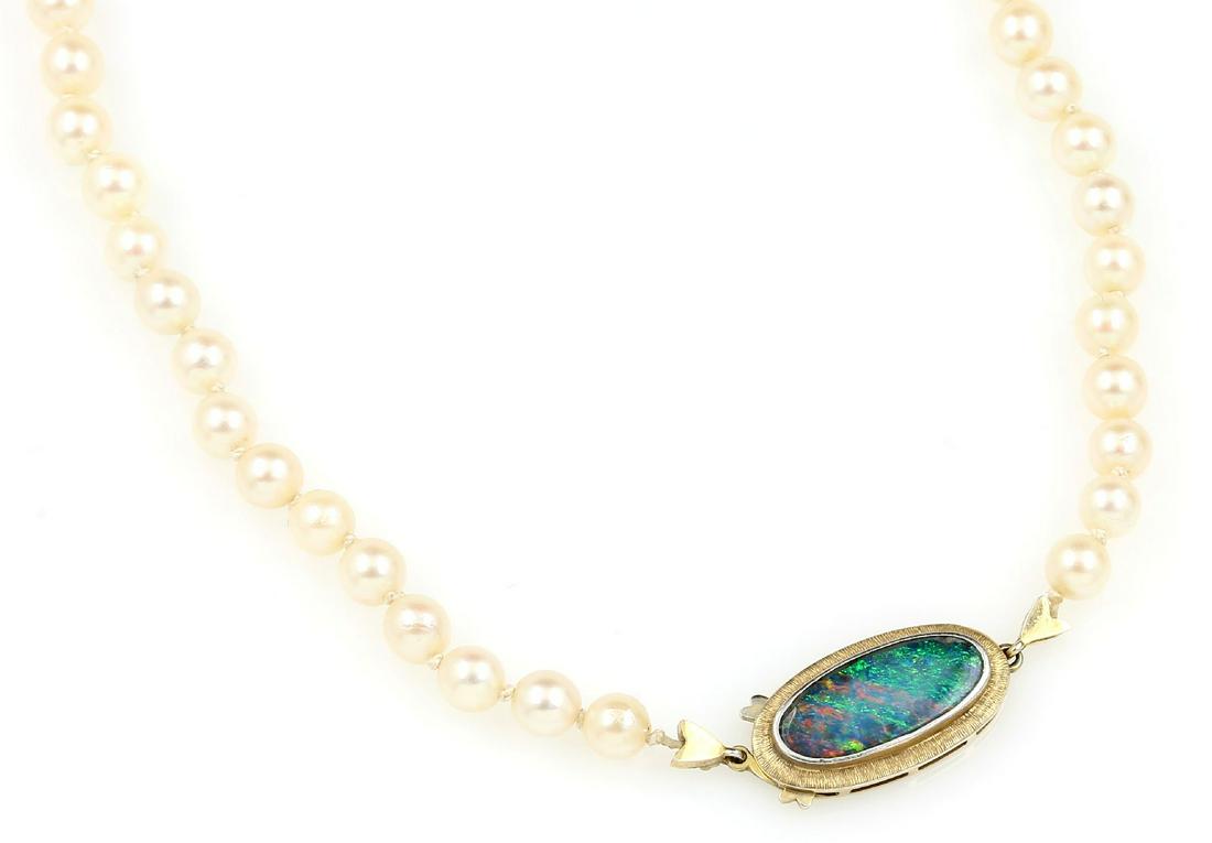 Necklace with cultured pearls and 14 kt gold clasp with (1 of 1)
