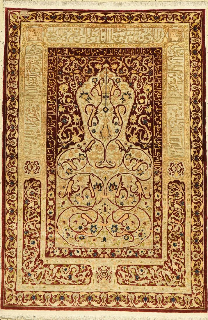 Signed silk Hereke fine, Turkey, around 1940, pure (1 of 1)