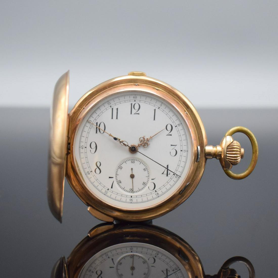 Big 14k pink gold hunting cased pocket watch (1 of 7)