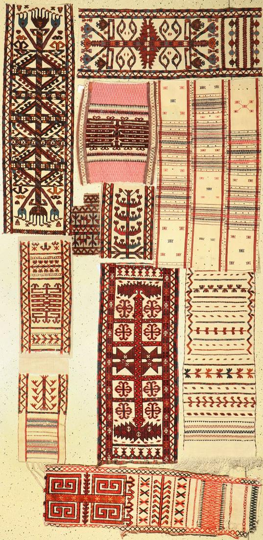 Mixed lot of 11 tent straps, Turkmenistan, 19th (1 of 1)