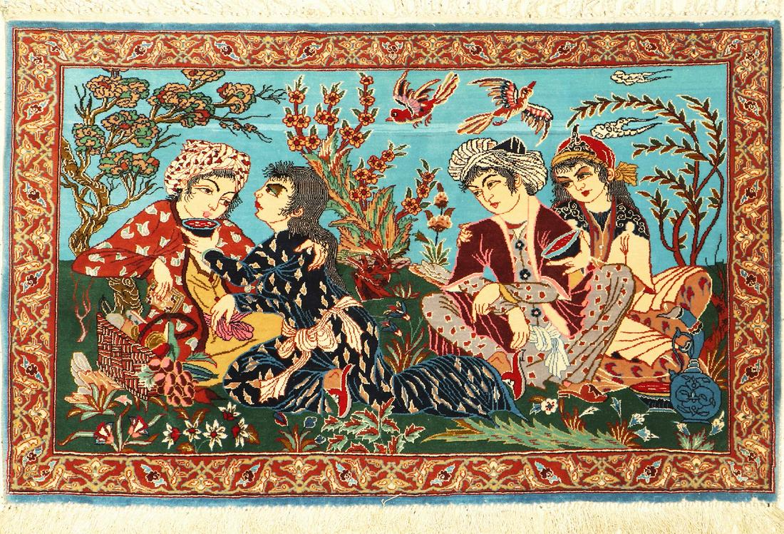 Isfahan fine, Persia, approx. 50 years, wool with and (1 of 1)