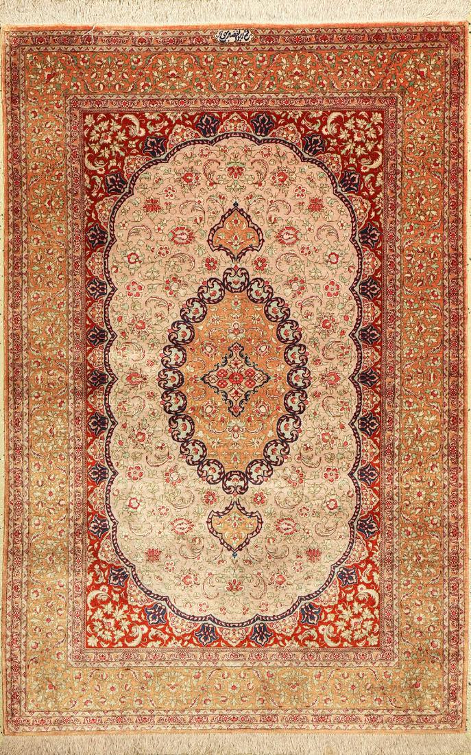 Qum silk fine signed, Persia, approx. 50 years, pure (1 of 1)