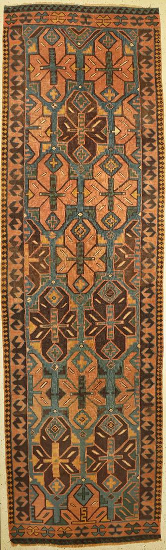 Avar Kilim antique, Caucasus, 19th century, wool on: Avar Kilim antique, Caucasus, 19th century, wool on wool, approx. 442 x 133 cm, condition:2-3. Antique, old and decorative collector rugs, carpets & textiles