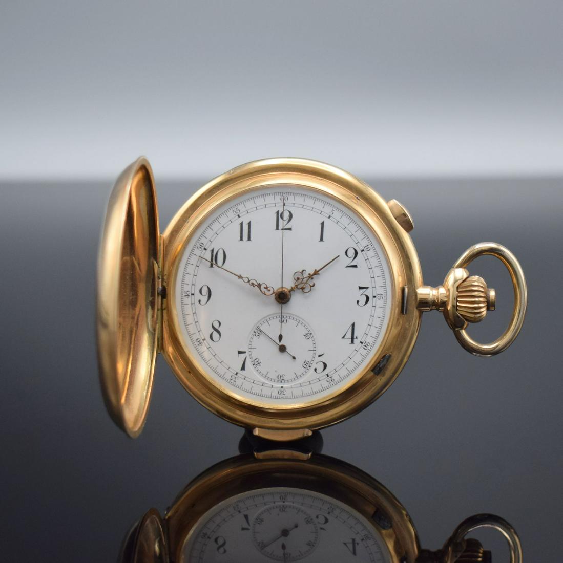 Big 14k pink gold hunting cased pocket watch (1 of 8)