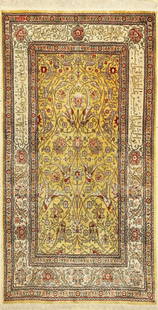 Hereke silk fine, Turkey, signed, around 1950,pure natural: Hereke silk fine, Turkey, signed, around 1950,pure natural silk, approx. 145 x 80 cm, condition: 2.Rugs & Carpets