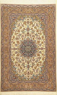 Isfahan fine, Persia, approx. 50 years, wool with and on: Isfahan fine, Persia, approx. 50 years, wool with and on silk, approx. 170 x 110 cm, condition: 2.Rugs & Carpets