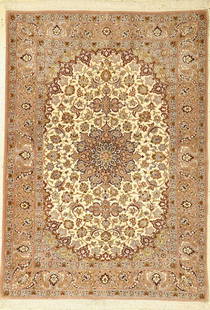Isfahan fine, Persia, approx. 50 years, wool with and on: Isfahan fine, Persia, approx. 50 years, wool with and on silk, approx. 159 x 110 cm, condition: 2.Rugs & Carpets