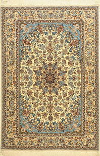 Isfahan fine, Persia, approx. 50 years, wool with and on: Isfahan fine, Persia, approx. 50 years, wool with and on silk, approx. 164 x 114 cm, condition: 2.Rugs & Carpets