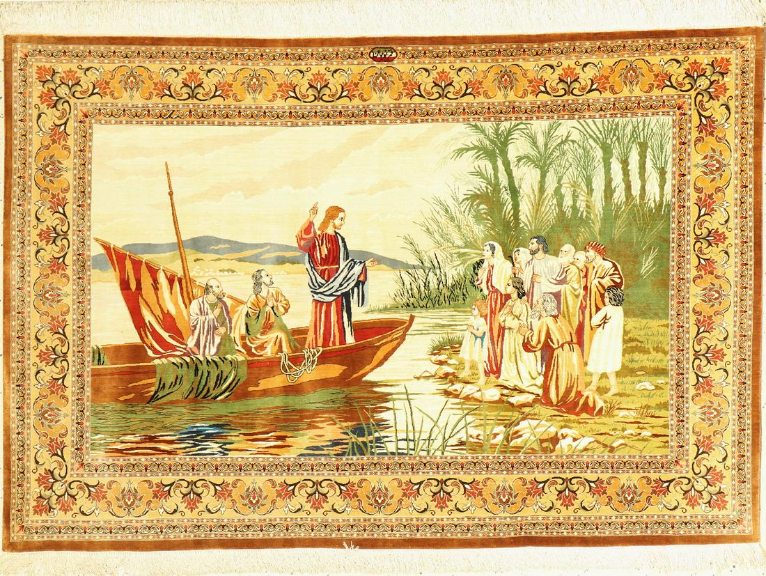 Qum silk, signed, (Nojawan), Persia, approx. 40 years: Qum silk, signed, (Nojawan), Persia, approx. 40 years, pure natural silk, approx. 149 x 102cm approx. 1.0 million kn/sm, condition: 2.Rugs, Carpets & Flatweaves