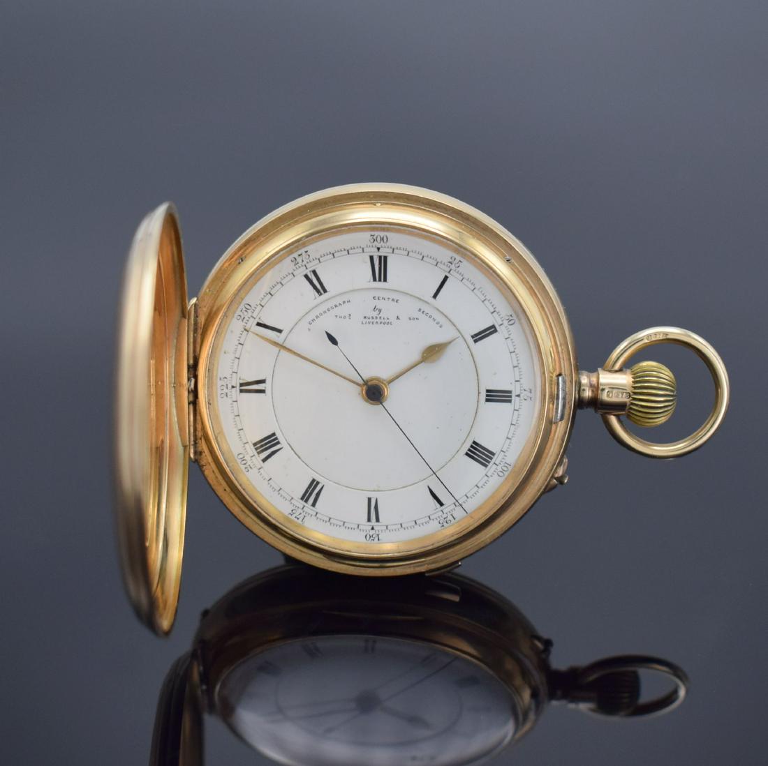 Th. RUSSEL chronograph centre seconds big 9k pink gold (1 of 8)