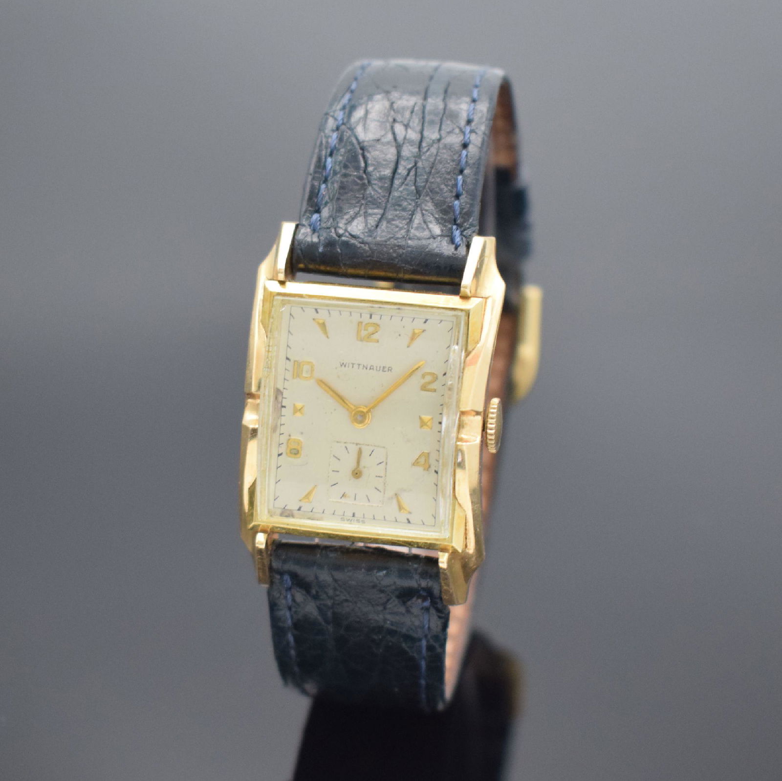 WITTNAUER rectangular 14k yellow gold wristwatch (1 of 6)