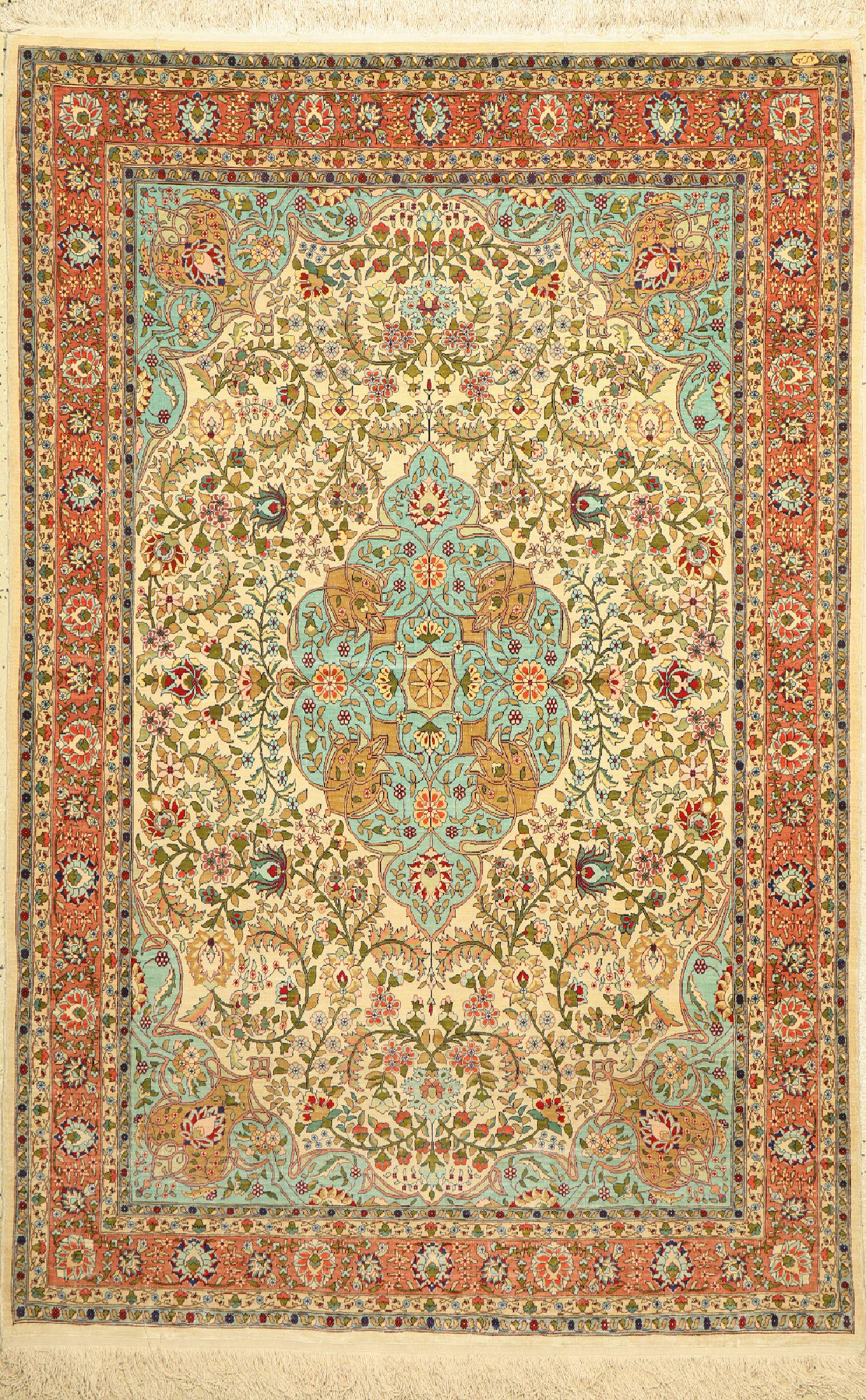 Hereke silk fine, signed, Turkey, around 1950, pure (1 of 1)