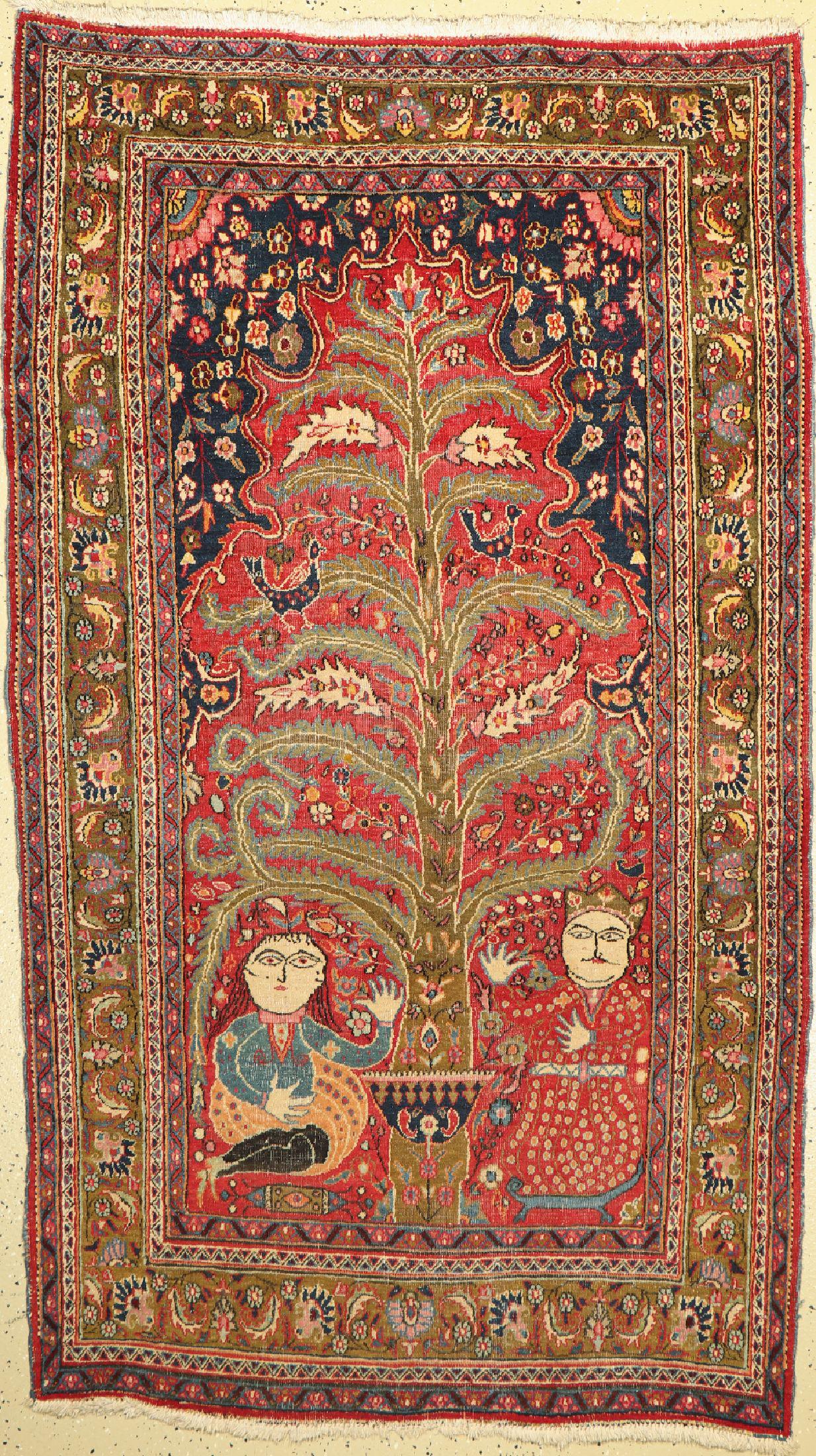 Antique Mashhad, Persia, around 1900, wool on cotton: Antique Mashhad, Persia, around 1900, wool on cotton, approx. 210 x 122 cm, condition:(signsof age and wear). Antique, old and decorative collector Orientalrugs, Carpets, Textiles and Flatweaves