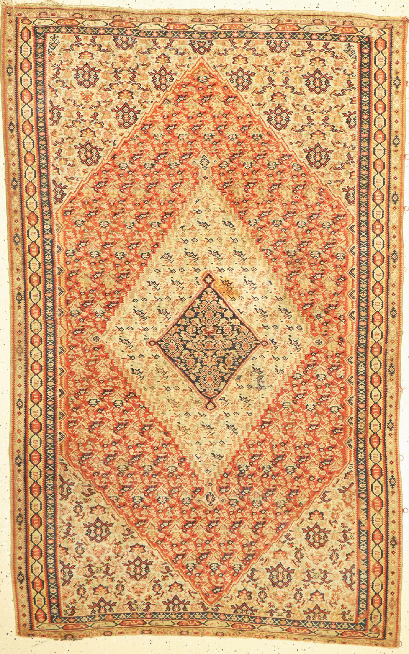 Senneh Kilim antique, Persia, around 1900, wool on (1 of 1)