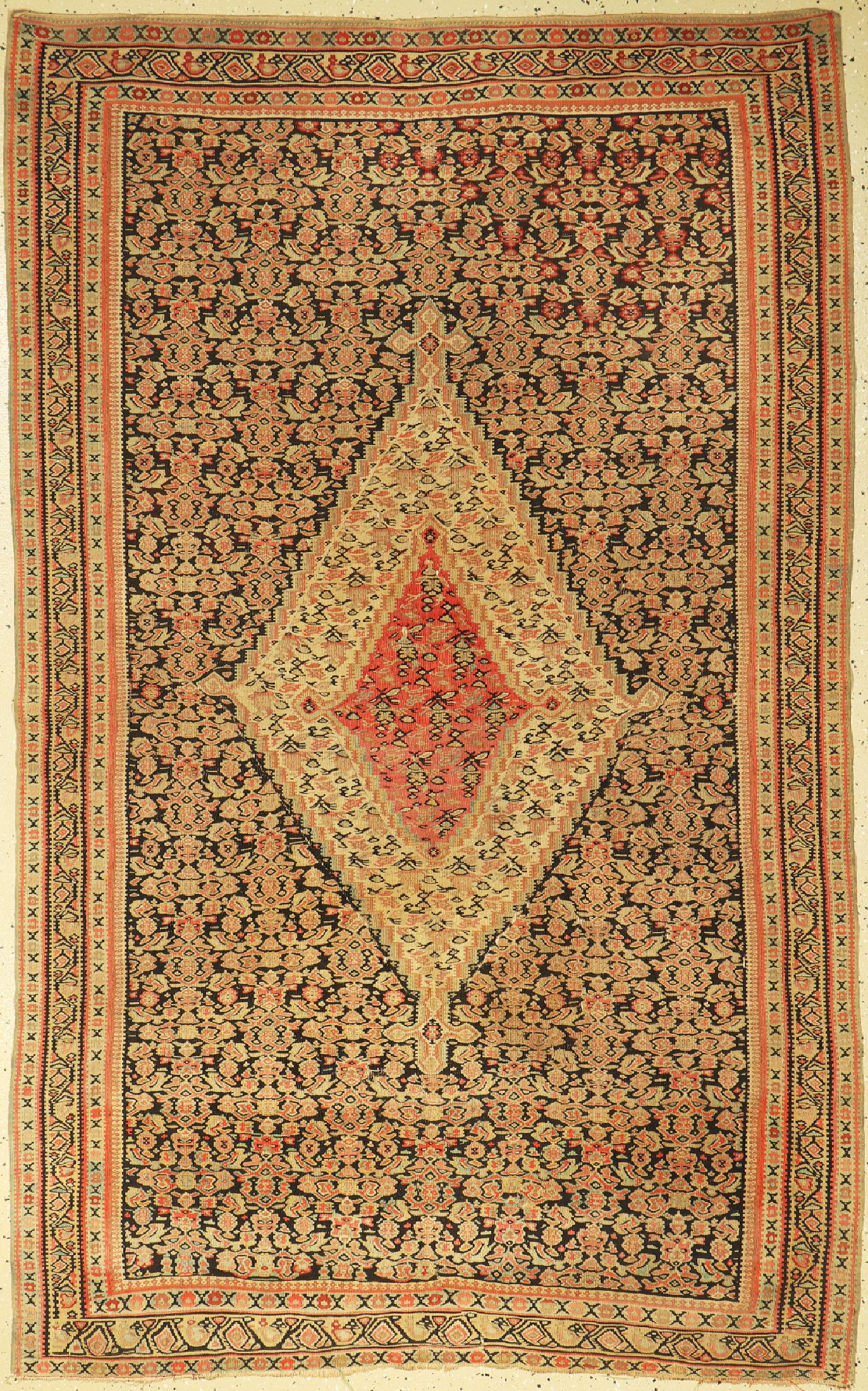 Senneh Kilim antique, Persia, around 1900, wool on (1 of 1)