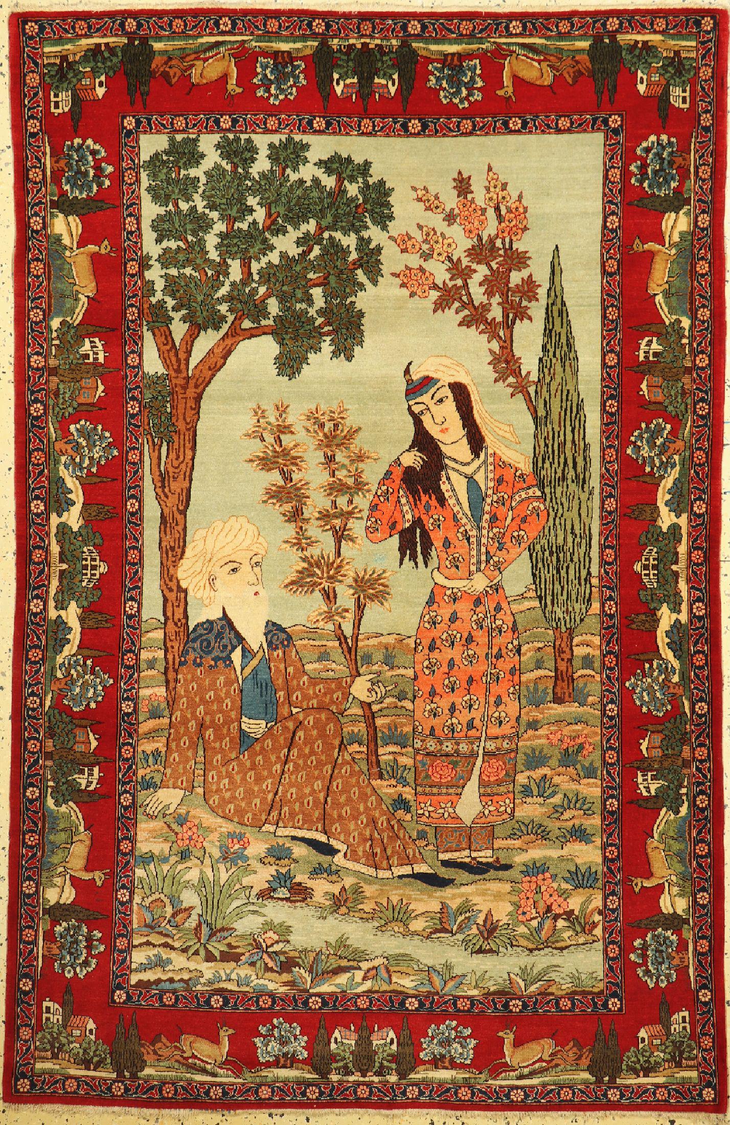 Kashan cork fine, Persia, around 1920/1930, corkwool on (1 of 1)