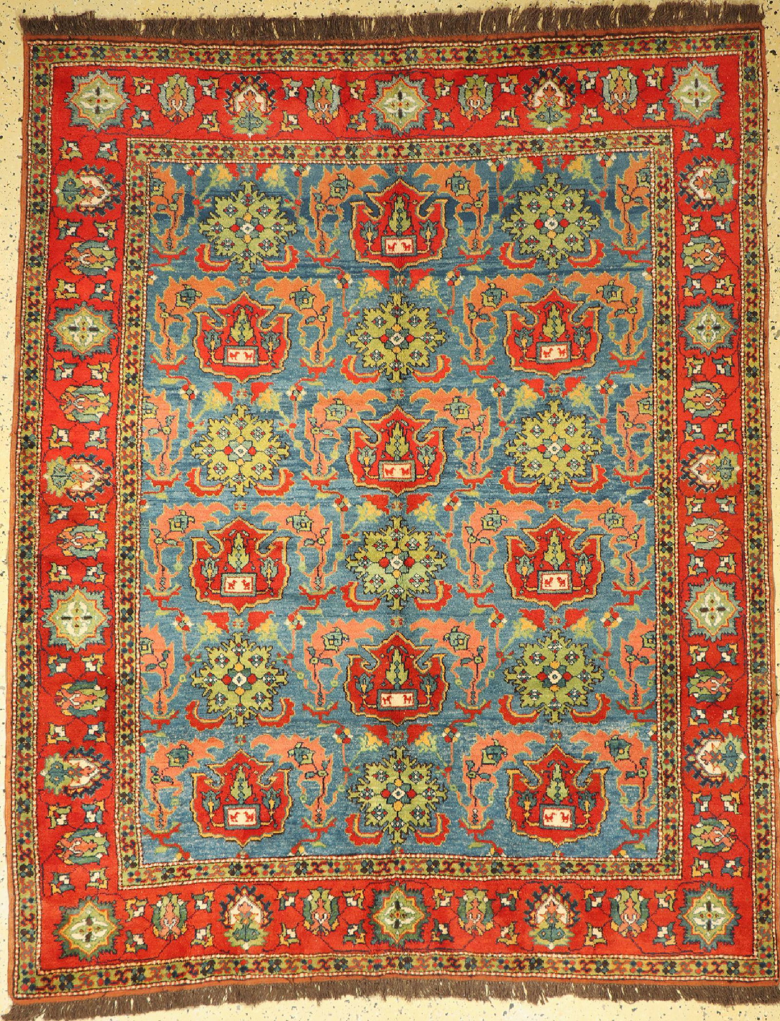 Uschak old, Turkey, approx. 50 years, wool on wool: Uschak old, Turkey, approx. 50 years, wool on wool, approx. 205 x 170 cm, cleaned, condition: 1-2.Rugs, Carpets & Flatweaves