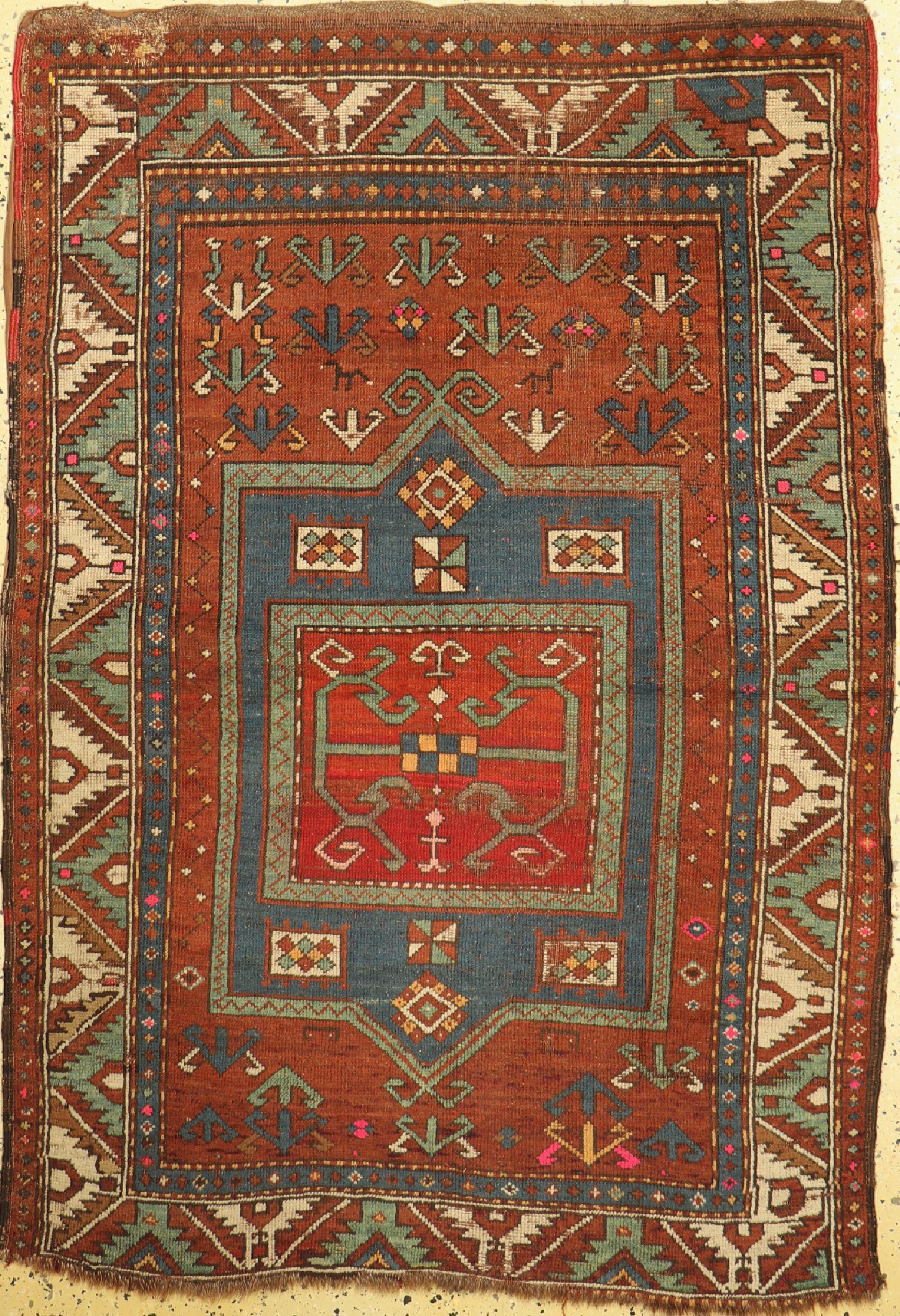 Antiker Kazak, Kaukasus, 19.Jhd, Wolle auf Wolle, ca (1 of 1)