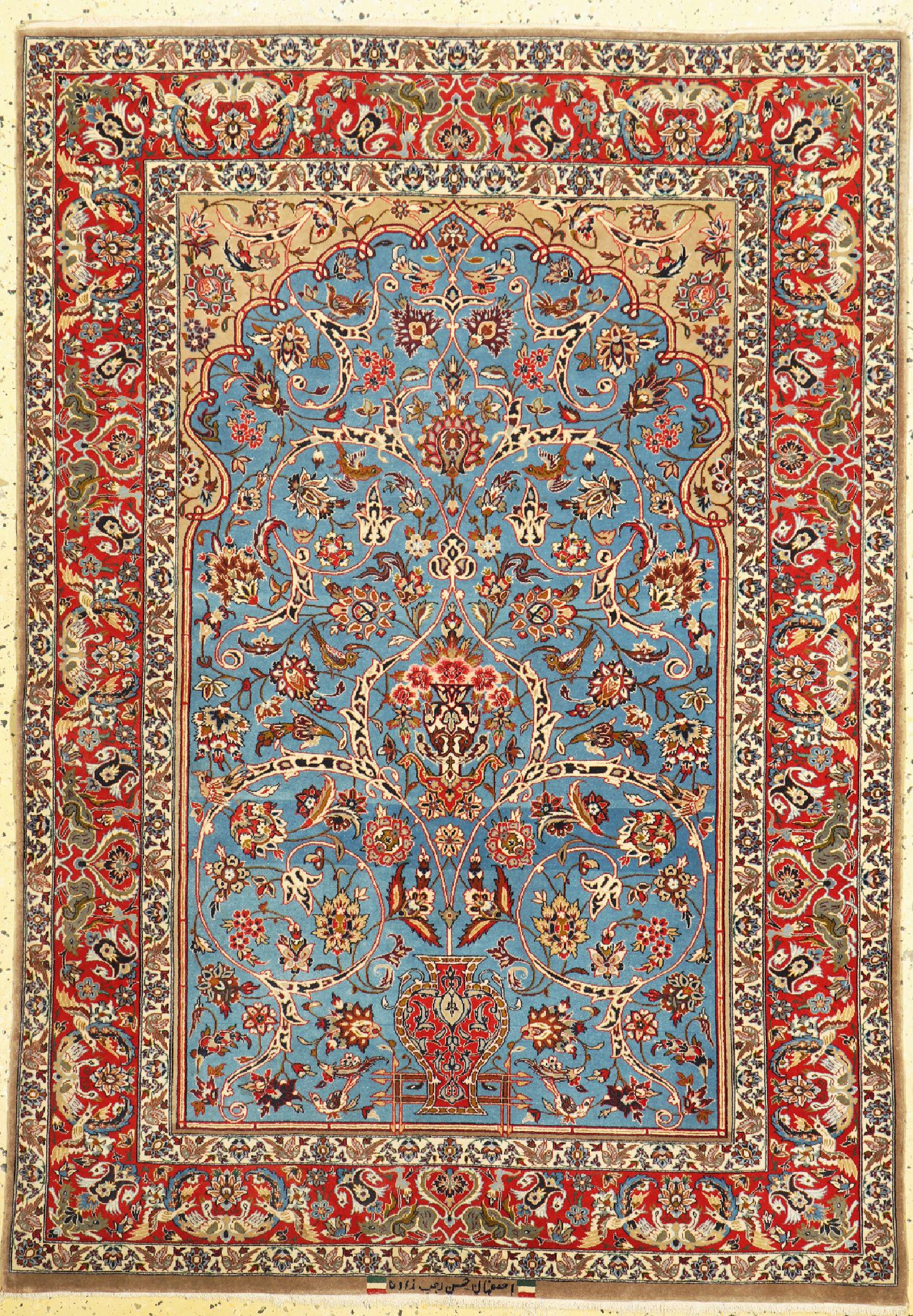 Isfahan finely signed, Persia, around 1950, corkwool on (1 of 1)