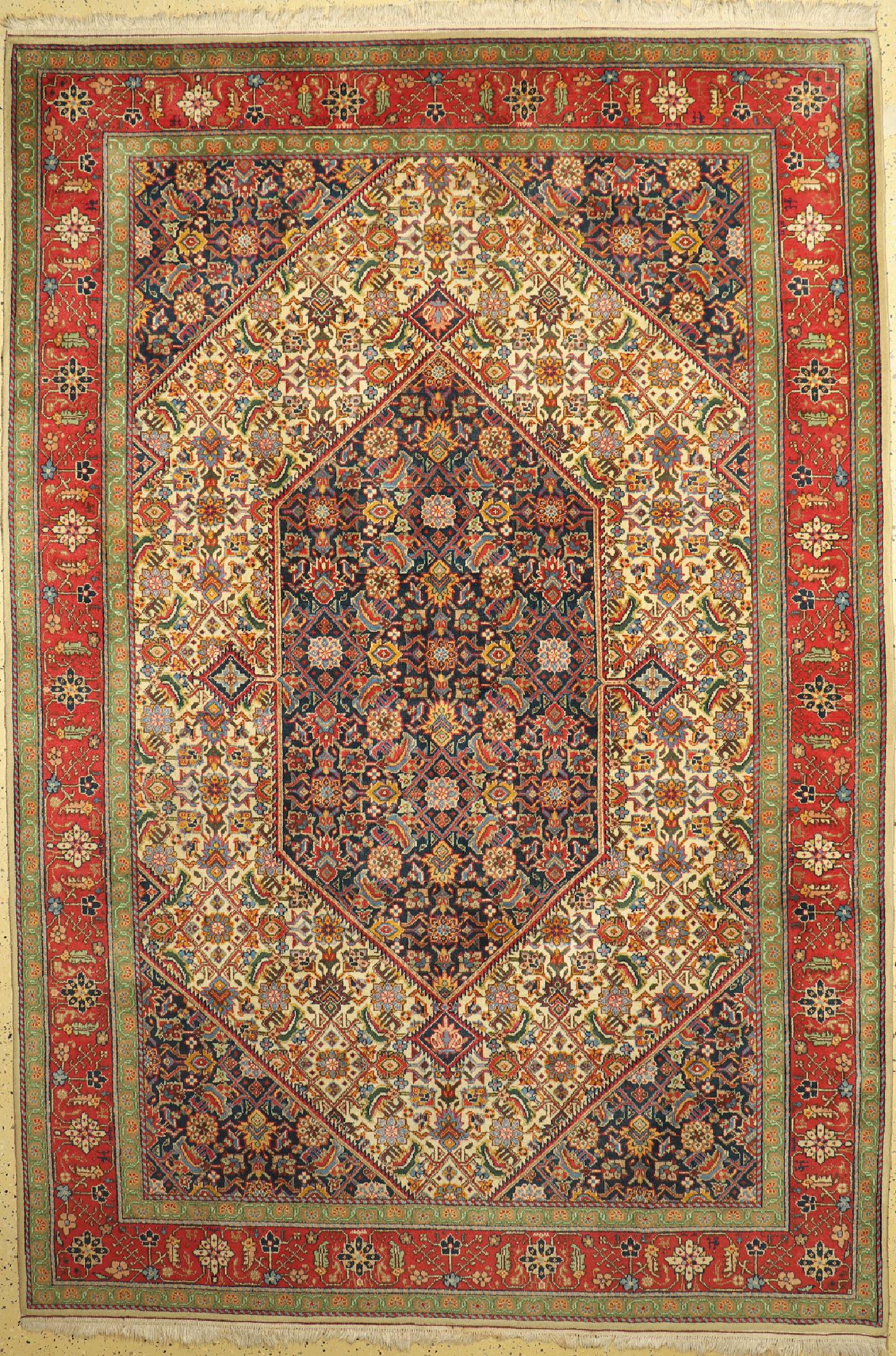 Tabriz, Romania, approx. 50 years, wool on cotton: Tabriz, Romania, approx. 50 years, wool on cotton, approx. 330 x 223 cm, in need of cleaning, condition: 2. Rugs, Carpets & Flatweaves