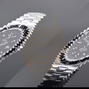 OMEGA Seamaster Professional 200 M gents wristwatch: OMEGA Seamaster Professional 200 M gents wristwatch reference 396 1041, Switzerland around 1990, quartz, stainless steel case including original bracelet with deployant clasp (logo missing) and diver