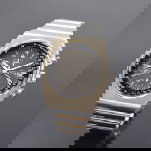 OMEGA Speedmaster 125 gents wristwatch with chronograph: OMEGA Speedmaster 125 gents wristwatch with chronograph in chronometer quality reference 378.0801/178.0002, Switzerland around 1975, self winding, solid stainless steel case, screwed down case back, o