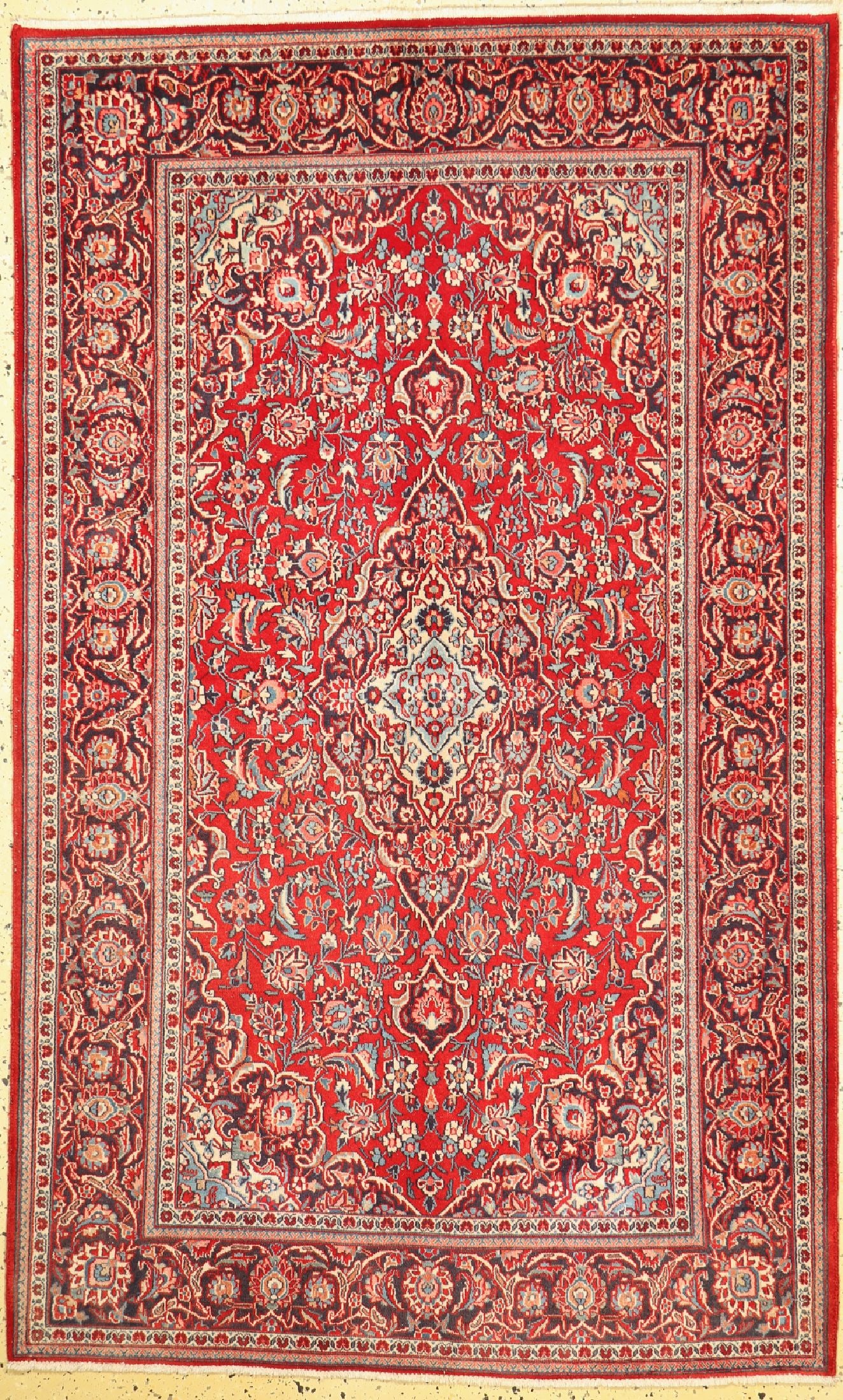 Kashan, Persia, approx. 50 years, wool on cotton: Kashan, Persia, approx. 50 years, wool on cotton, approx. 220 x 135 cm, condition: 2. Rugs, Carpets & Flatweaves
