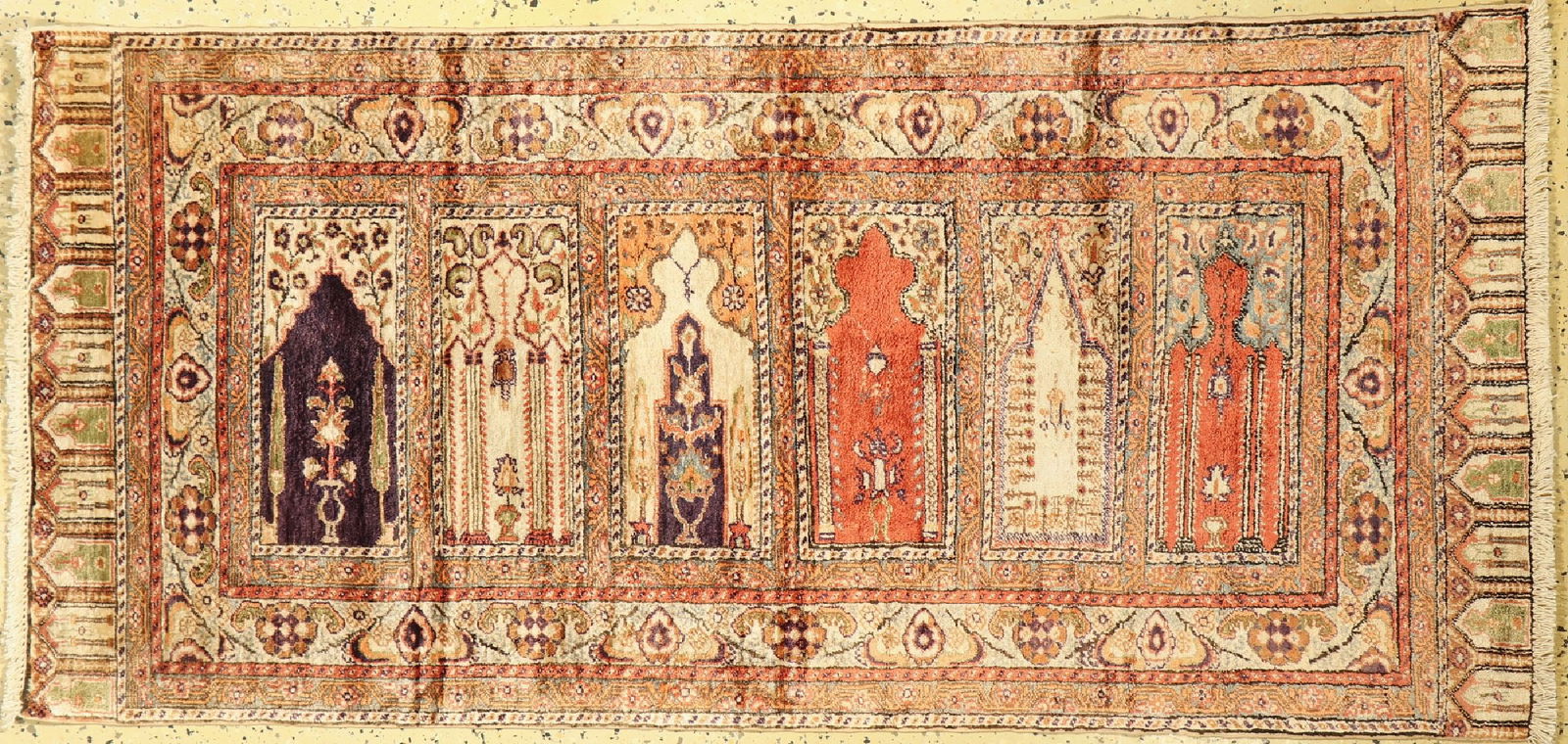 Kayseri Flosch, approx. 4 years, mercerized cotton: Kayseri Flosch, approx. 4 years, mercerized cotton, approx. 177 x 90 cm, condition: 2 (cleaned). Rugs, Carpets & Flatweaves