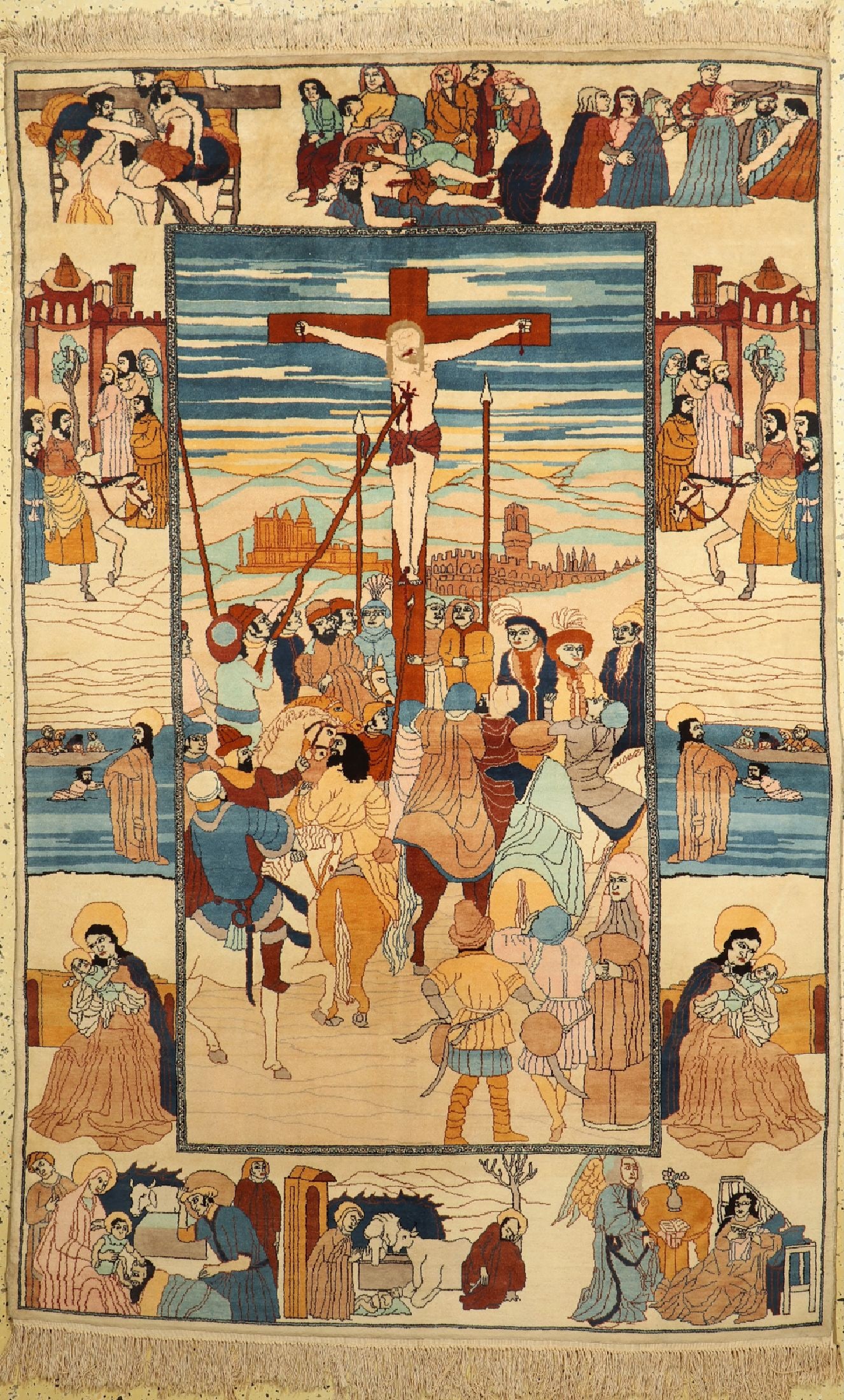 Lahor cork fine, Pakistan, approx. 60 years, corkwool on: Lahor cork fine, Pakistan, approx. 60 years, corkwool on cotton, approx. 220 x 140 cm, condition: 1-2. Rugs, Carpets & Flatweaves