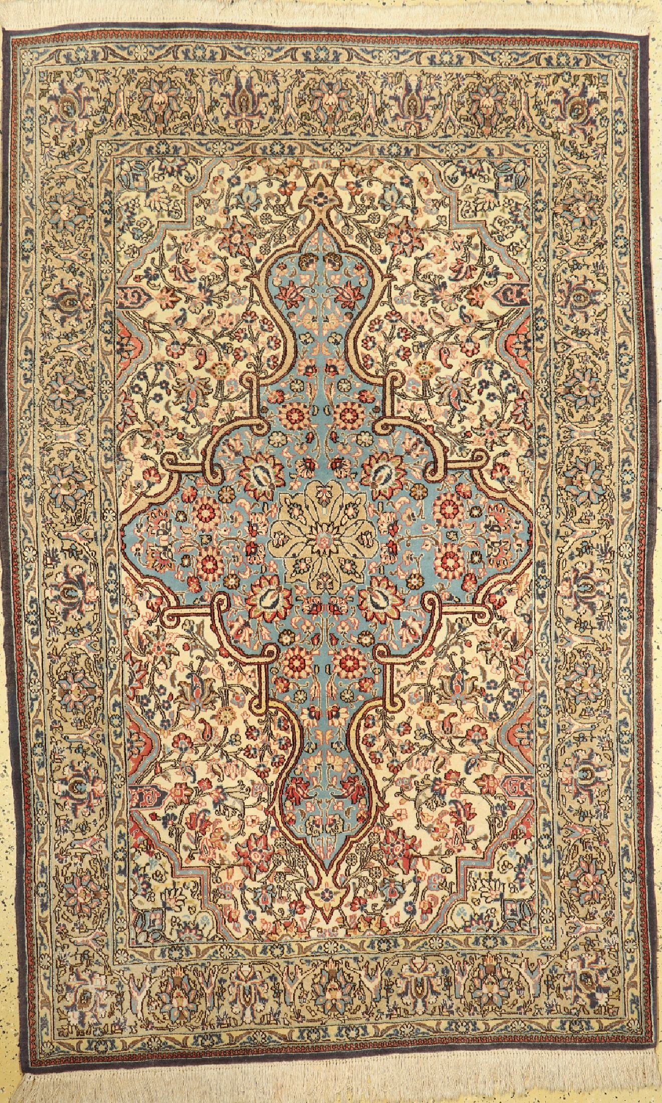 Qum old, Persia, around 1960, wool with silk on cotton (1 of 1)