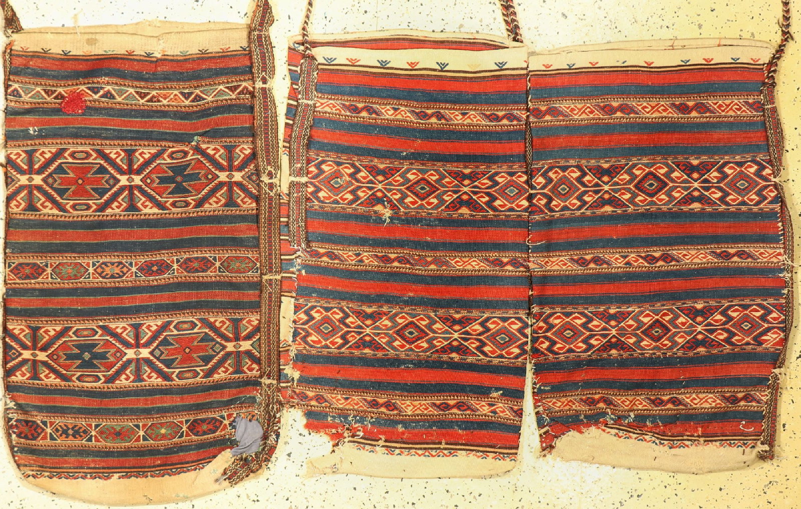3 Cuvals antique, Turkey, around 1900, wool onwool: 3 Cuvals antique, Turkey, around 1900, wool onwool, approx. 115 x 70 cm, condition: 4. Rugs,Carpets & Flatweaves