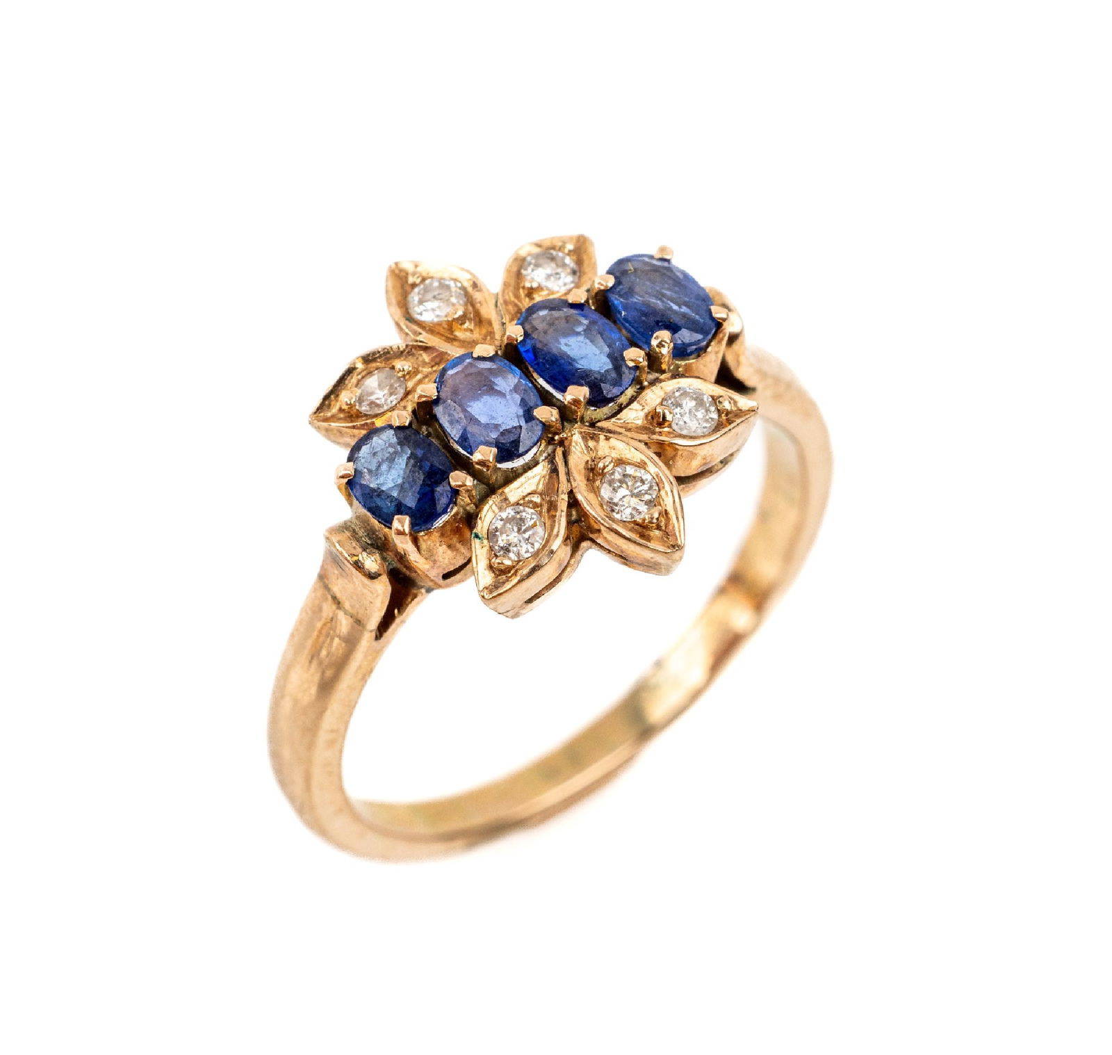 14 kt gold sapphire brilliant ring (1 of 1)