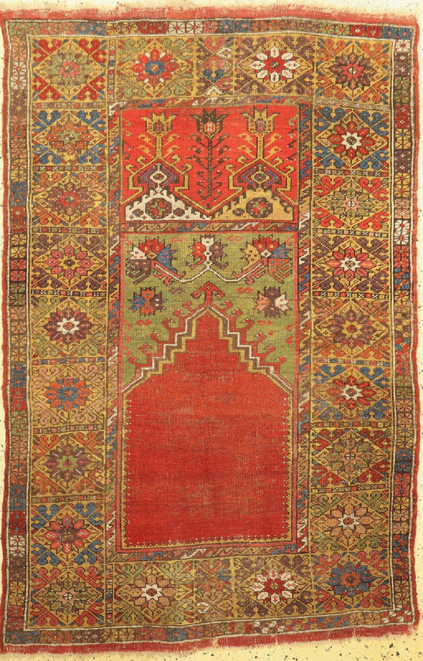 Antique Mucur, Turkey, 19th century, wool on wool: Antique Mucur, Turkey, 19th century, wool on wool, approx. 169 x 109 cm, condition: 3, (oldrestorations). Antique and Collectables Rugs, Carpets, Flatweaves and Textiles