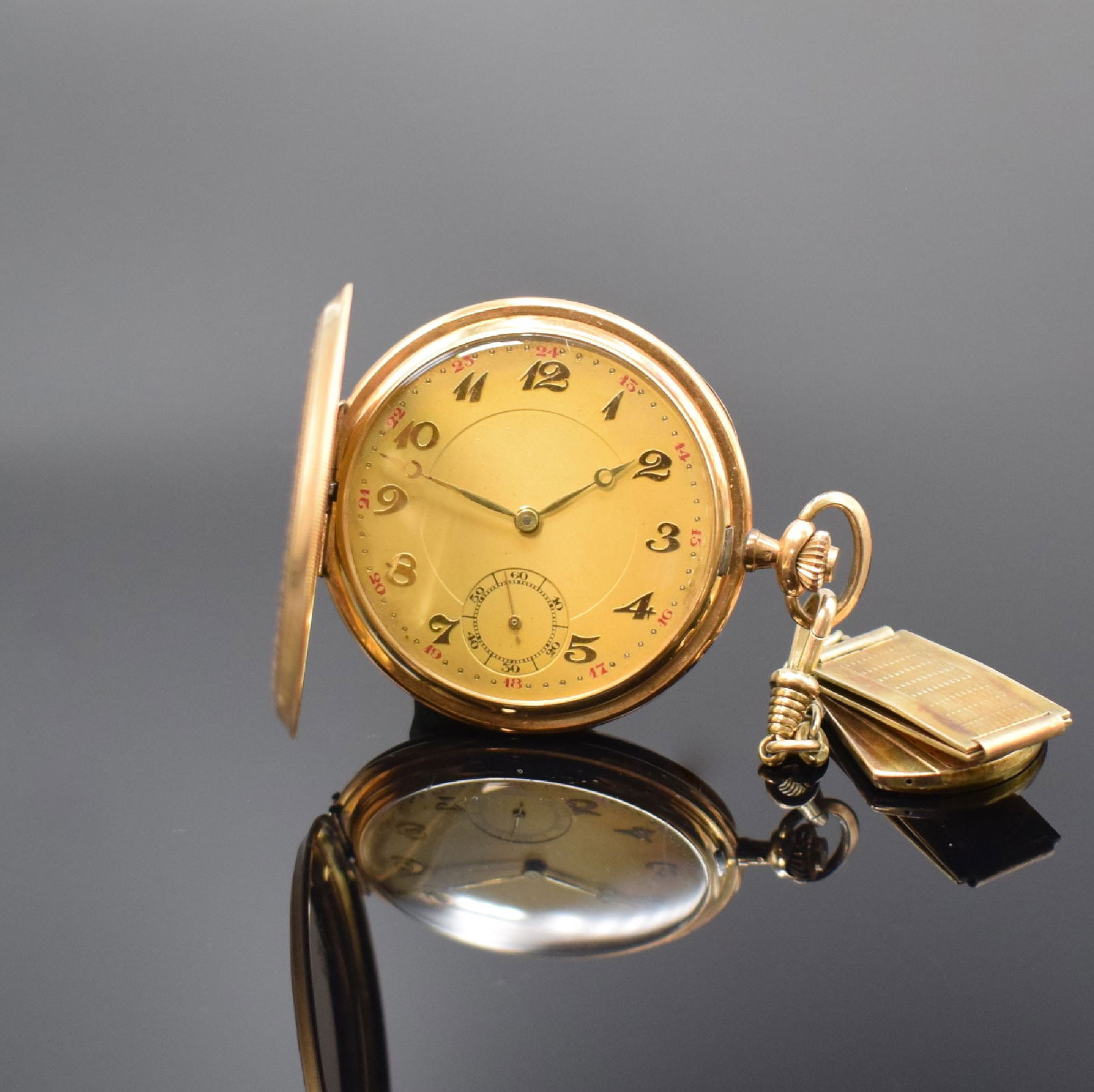 14k pink gold hunting cased pocket watch (1 of 8)