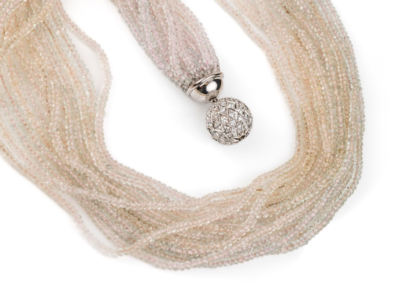 Rock crystal-necklace with 18 kt gold JOeRG HEINZ brilliant-clasp (1 of 1)