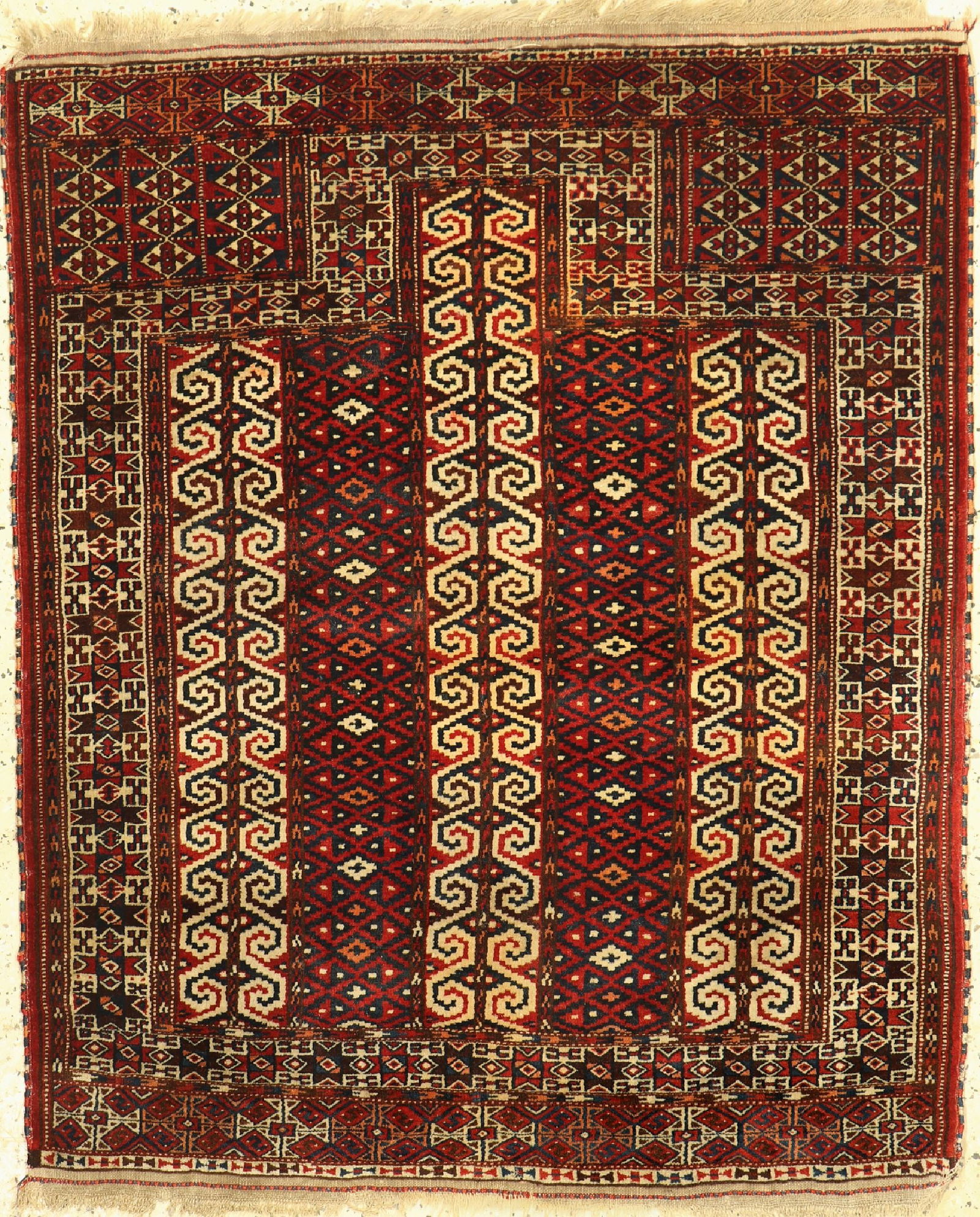 Yomud#'Prayer Rug#', Turkmenistan, around 1900, wool (1 of 5)