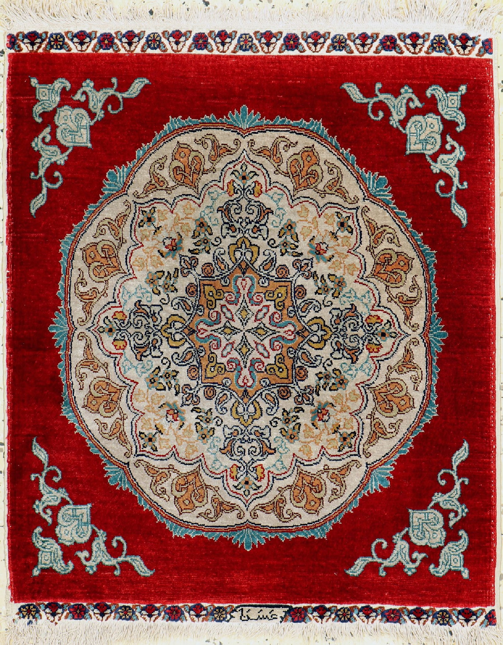 Kayseri silk old, Turkey, around 1950, pure natural: Kayseri silk old, Turkey, around 1950, pure natural silk, approx. 75 x 62 cm, condition: 2 . Rugs, Carpets & Flatweaves