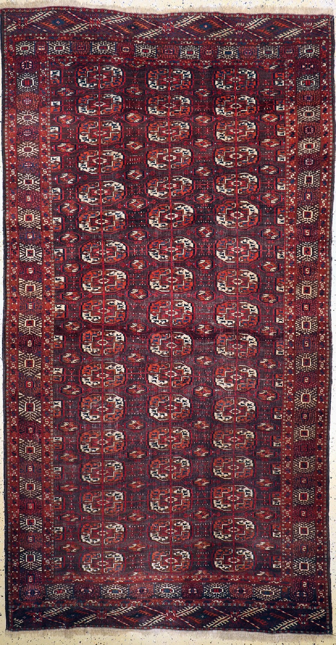 Bukhara main carpet antique, Turkmenistan, around 1900 (1 of 6)