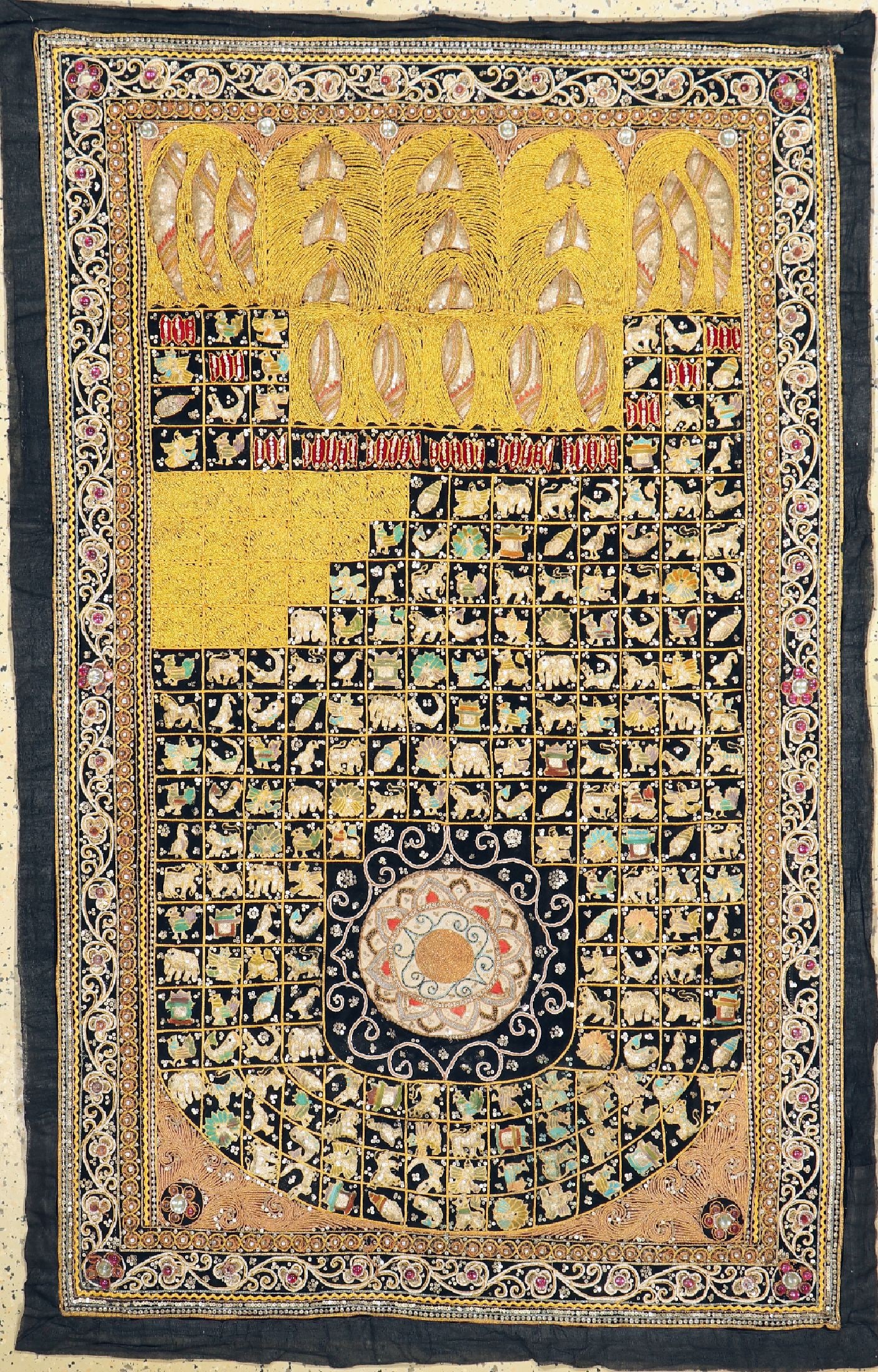 Wall hanging#'embroidery#', Asia, around 1920,metal & (1 of 6)